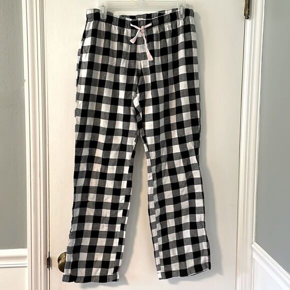 Old Navy cotton black & white check flannel pants stretch waist Small - Picture 1 of 6